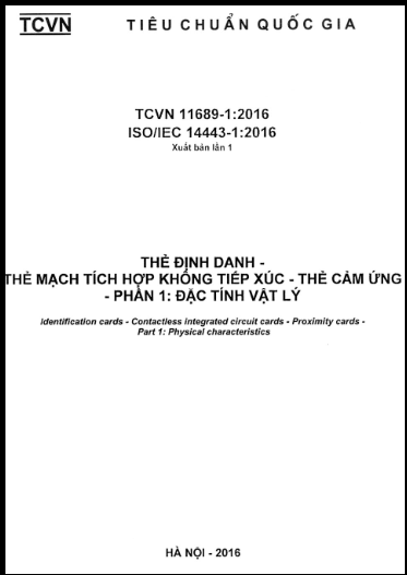 TCVN 11689-1-2016-ISO - Thẻ Định Danh - Thẻ Mạch Tích Hợp Không Tiếp Xúc - Thẻ Cảm Ứng - Phần 1