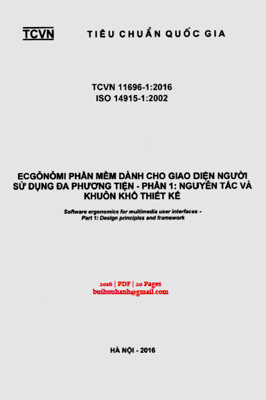 TCVN 11696-1-2016-ISO - Ecgônômi Phần Mềm Dành Cho Giao Diện Người Sử Dụng Đa Phương Tiện - Phần 1