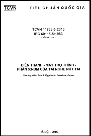 TCVN 11738-5-2016 - Điện Thanh - Máy Trợ Thính - Phần 5 Núm Của Tai Nghe Nút Tai