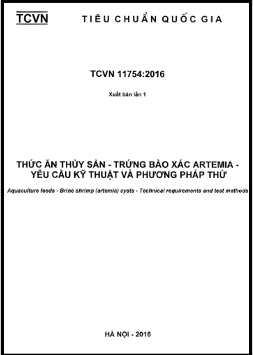 TCVN 11754-2016 - Thức Ăn Thủy Sản - Trứng Bào Xác Artemia - Yêu Cầu Kỹ Thuật Và Phương Pháp Thử