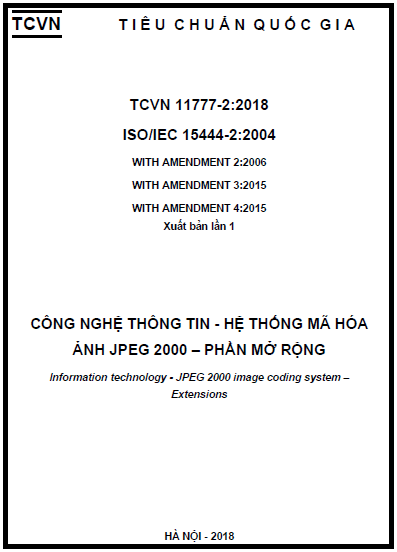TCVN 11777-2-2018-ISO - Công Nghệ Thông Tin - Hệ Thống Mã Hóa Ảnh JPEG 2000 - Phần Mở Rộng