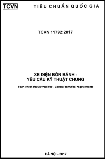 TCVN 11792-2017 - Xe Điện Bốn Bánh - Yêu Cầu Kỹ Thuật Chung
