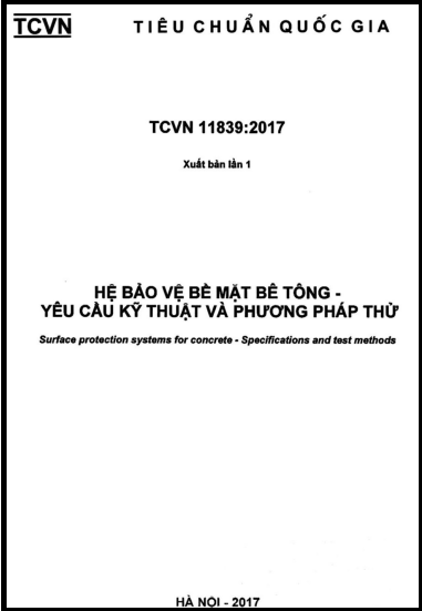 TCVN 11839-2017 - Hệ Bảo Vệ Bề Mặt Bê Tông - Yêu Cầu Kỹ Thuật Và Phương Pháp Thử