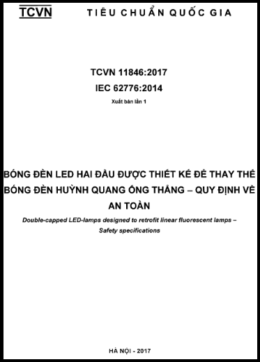 TCVN 11846-2017 - Bóng Đèn LED Hai Đầu Được Thiết Kế Để Thay Thế Bóng Đèn Huỳnh Quang Ống Thẳng