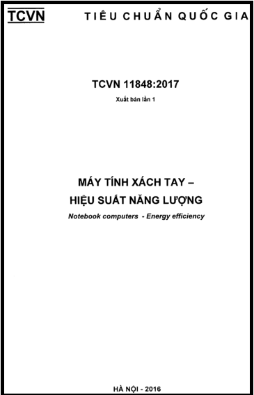 TCVN 11848-2017 - Máy Tính Xách Tay - Hiệu Suất Năng Lượng