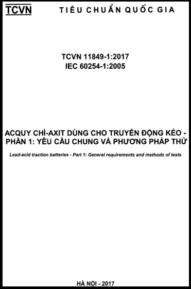 TCVN 11849-1-2017 - Acquy Chì - Axit Dùng Cho Truyền Động Kéo - Phần 1 Yêu Cầu Chung