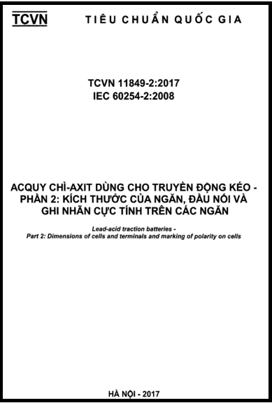 TCVN 11849-2-2017 - Acquy Chì - Axit Dùng Cho Truyền Động Kéo - Phần 2 Kích Thước Của Ngăn