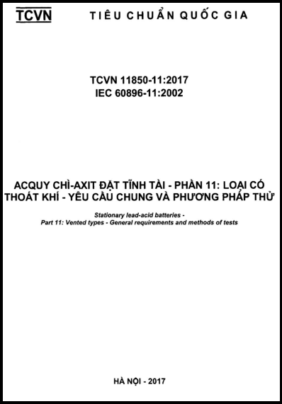 TCVN 11850-11-2017 - Acquy Chì - Axit Đặt Tĩnh Tài - Phần 11 Loại Có Thoát Khí