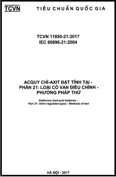 TCVN 11850-21-2017 - Acquy Chì - Axit Đặt Tĩnh Tại - Phần 21 Loại Có Van Điều Chỉnh