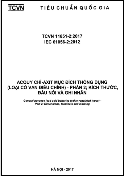 TCVN 11851-2-2017 - Acquy Chì - Axit Mục Đích Thông Dụng (Loại Có Van Điều Chỉnh)
