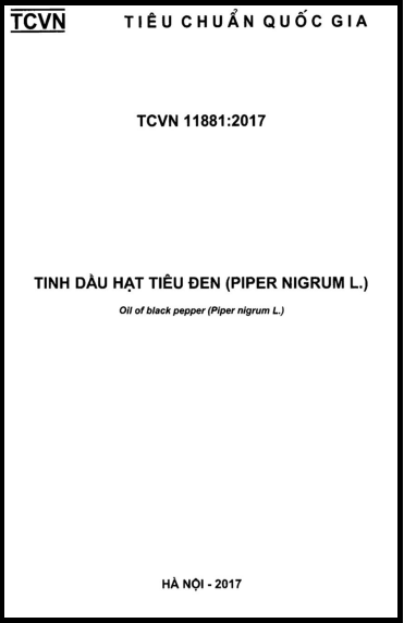 TCVN 11881-2017 - Tinh Dầu Hạt Tiêu Đen (Piper Nigrum L.)
