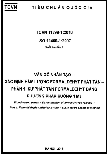 TCVN 11899-1-2018-ISO - Ván Gỗ Nhân Tạo - Xác Định Hàm Lượng Formaldehyt Phát Tán - Phần 1