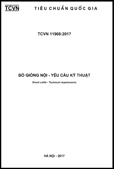 TCVN 11908-2017 - Bò Giống Nội - Yêu Cầu Kỹ Thuật
