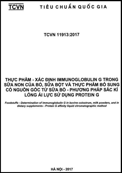 TCVN 11913-2017 - Thực Phẩm - Xác Định Immunoglobulin G Trong Sữa Non Của Bò, Sữa Bột