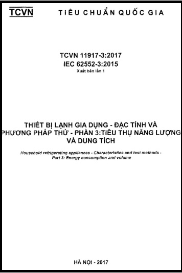 TCVN 11917-3-2017 - Thiết Bị Lạnh Gia Dụng - Đặc Tính Và Phương Pháp Thử - Phần 3