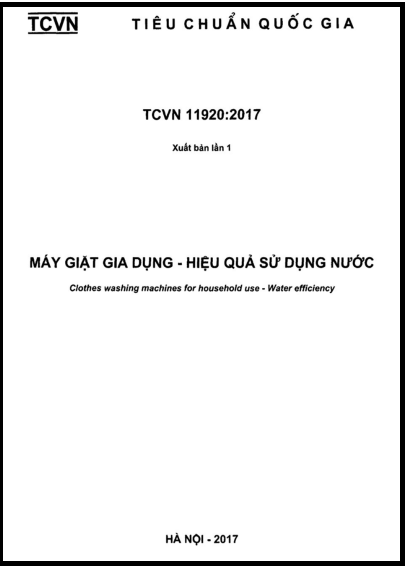 TCVN 11920-2017 - Máy Giặt Gia Dụng - Hiệu Quả Sử Dụng Nước