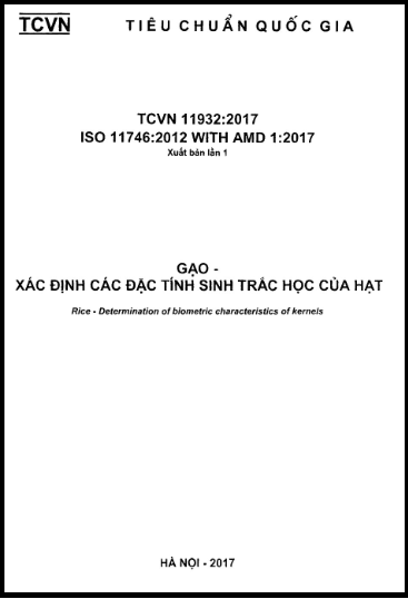 TCVN 11932-2017-ISO - Gạo - Xác Định Các Đặc Tính Sinh Trắc Học Của Hạt