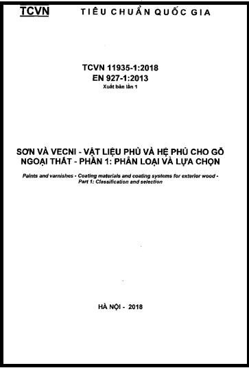 TCVN 11935-1-2018 - Sơn Và Vecni - Vật Liệu Phủ Và Hệ Phủ Cho Gỗ Ngoại Thất - Phần 1 Phân Loại