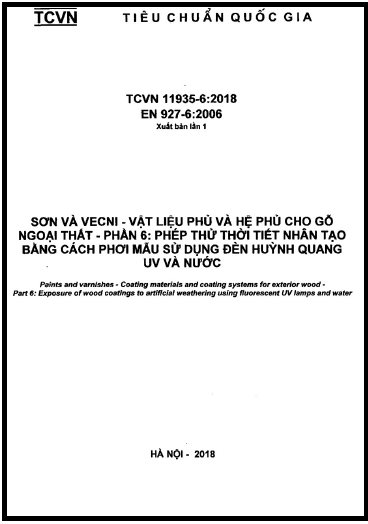 TCVN 11935-6-2018 - Sơn Và Vecni - Vật Liệu Phủ Và Hệ Phủ Cho Gỗ Ngoại Thất - Phần 6