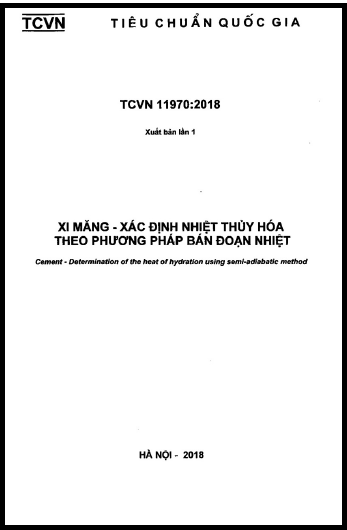 TCVN 11970-2018 - Xi Măng - Xác Định Nhiệt Thủy Hóa Theo Phương Pháp Bán Đoạn Nhiệt