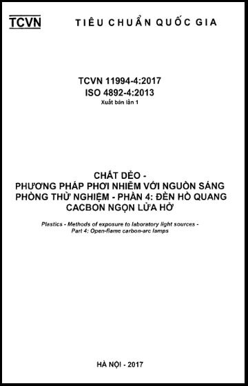 TCVN 11994-4-2017-ISO - Chất Dẻo - Phương Pháp Phơi Nhiễm Với Nguồn Sáng Phòng Thử Nghiệm - Phần 4
