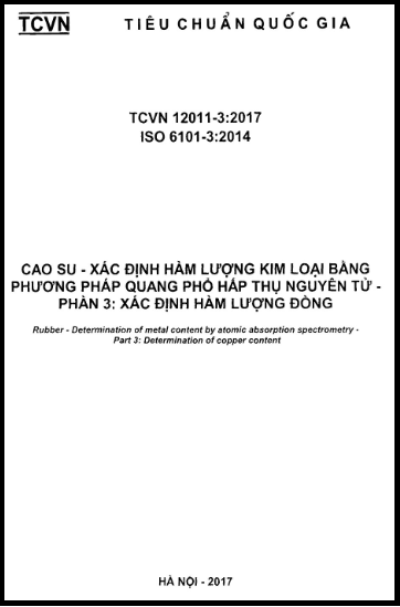 TCVN 12011-3-2017-ISO - Cao Su - Xác Định Hàm Lượng Kim Loại Bằng Phương Pháp Quang Phổ Hấp Thụ