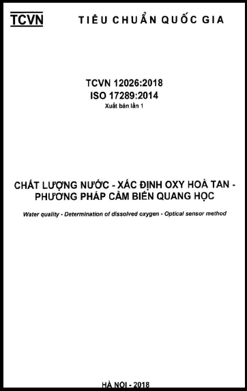 TCVN 12026-2018-ISO - Chất Lượng Nước - Xác Định Oxy Hoà Tan - Phương Pháp Cảm Biến Quang Học
