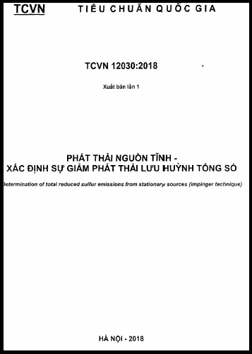 TCVN 12030-2018 - Phát Thải Nguồn Tĩnh - Xác Định Sự Giảm Phát Thải Lưu Huỳnh Tổng Số