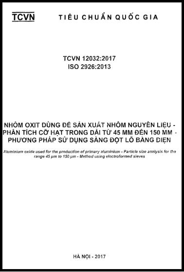 TCVN 12032-2017-ISO - Nhôm Oxit Dùng Để Sản Xuất Nhôm Nguyên Liệu - Phân Tích Cỡ Hạt