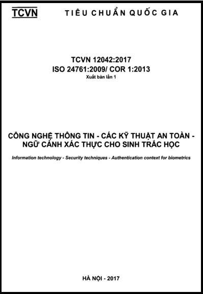 TCVN 12042-2017-ISO - Công Nghệ Thông Tin - Các Kỹ Thuật An Toàn - Ngữ Cảnh Xác Thực Cho Sinh Trắc