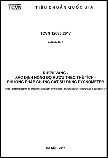 TCVN 12085-2017 - Rượu Vang - Xác Định Nồng Độ Rượu Theo Thể Tích - Phương Pháp Chưng Cất Sử Dụng