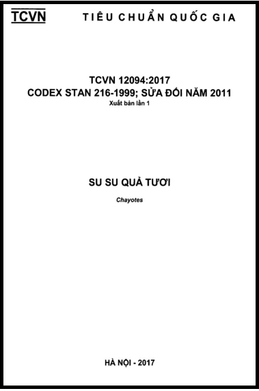 TCVN 12094-2017 - Su Su Quả Tươi