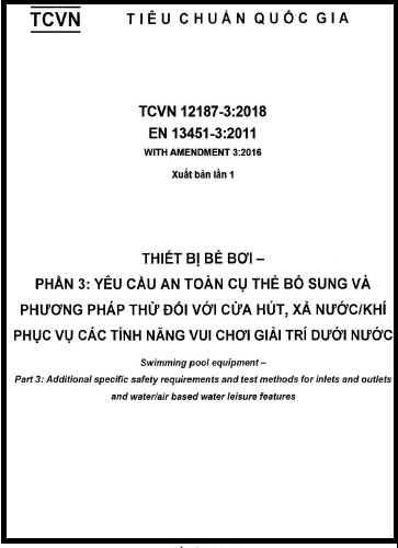 TCVN 12187-3-2018 - Thiết Bị Bể Bơi - Phần 3 Yêu Cầu An Toàn Cụ Thể Bổ Sung