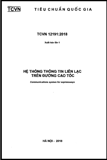TCVN 12191-2018 - Hệ Thống Thông Tin Liên Lạc Trên Đường Cao Tốc