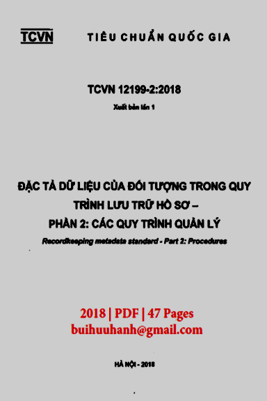 TCVN 12199-2-2018 - Đặc Tả Dữ Liệu Của Đối Tượng Trong Quy Trình Lưu Trữ Hồ Sơ Phân 2-Các Quy Trình