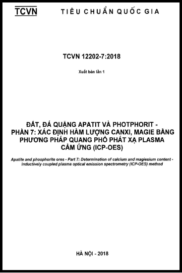 TCVN 12202-7-2018 - Đất, Đá Quặng Apatit Và Photphorit - Phần 7 Xác Định Hàm Lượng Canxi, Magie