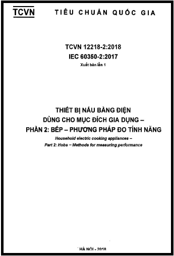 TCVN 12218-2-2018 - Thiết Bị Nấu Bằng Điện Dùng Cho Mục Đích Gia Dụng - Phần 2 Bếp
