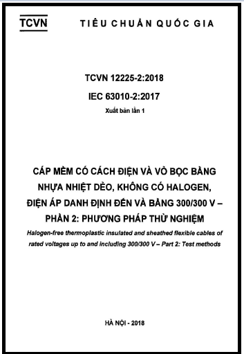 TCVN 12225-2-2018 - Cáp Mềm Có Cách Điện Và Vỏ Bọc Bằng Nhựa Nhiệt Dẻo, Không Có Halogen, Điện Áp