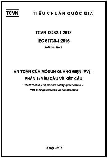 TCVN 12232-1-2018 - An Toàn Của Môđun Quang Điện (PV) - Phần 1 Yêu Cầu Về Kết Cấu