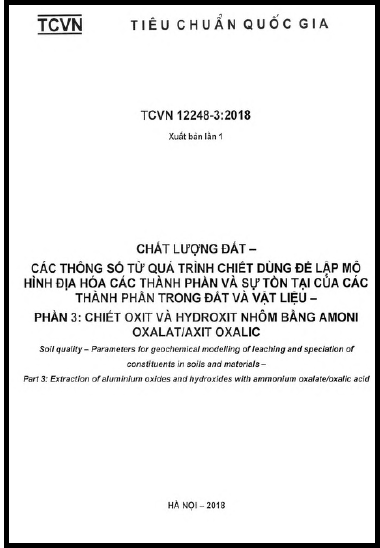 TCVN 12248-3-2018-ISO - Chất Lượng Đất - Các Thông Số Từ Quá Trình Chiết Dùng Để Lập Mô Hình Địa Hóa