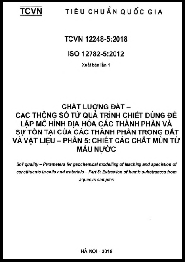 TCVN 12248-5-2018-ISO - Chất Lượng Đất - Các Thông Số Từ Quá Trình Chiết Dùng Để Lập Mô Hình Địa Hóa