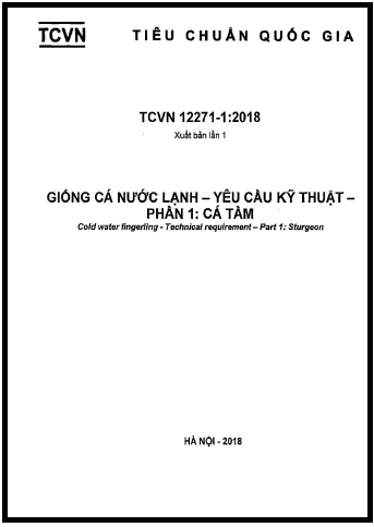 TCVN 12271-1-2018 - Giống Cá Nước Lạnh - Yêu Cầu Kỹ Thuật - Phần 1 Cá Tầm