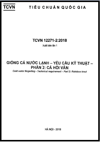 TCVN 12271-2-2018 - Giống Cá Nước Lạnh - Yêu Cầu Kỹ Thuật - Phần 2 Cá Hồi Vân
