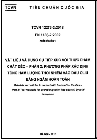 TCVN 12273-2-2018 - Vật Liệu Và Dụng Cụ Tiếp Xúc Với Thực Phẩm Chất Dẻo - Phần 2