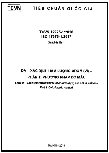 TCVN 12275-1-2018-ISO - Da - Xác Định Hàm Lượng Crom (VI) - Phần 1 Phương Pháp Đo Màu