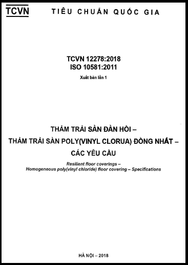 TCVN 12278-2018-ISO - Thảm Trải Sàn Đàn Hồi - Thảm Trải Sàn Poly (Vinyl Clorua) Đồng Nhất