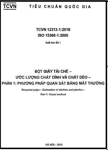 TCVN 12313-1-2018-ISO - Bột Giấy Tái Chế - Ước Lượng Chất Dính Và Chất Dẻo - Phần 1