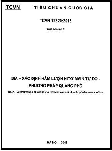 TCVN 12320-2018 - Bia - Xác Định Hàm Lượng Nitơ Amin Tự Do - Phương Pháp Quang Thổ