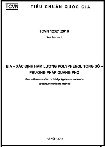 TCVN 12321-2018 - Bia - Xác Định Hàm Lượng Polyphemol Tổng Số - Phương Pháp Quang Phổ