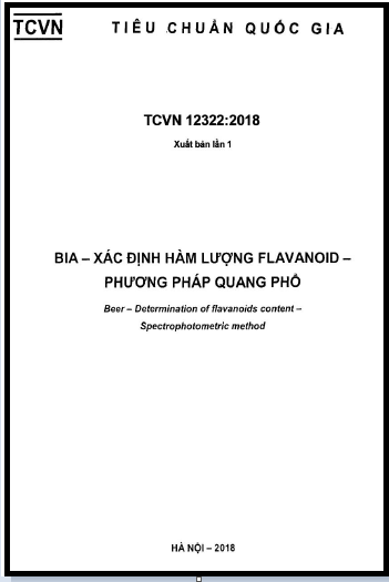 TCVN 12322-2018 - Bia - Xác Định Hàm Lượng Flavanoid - Phương Pháp Quang Phổ
